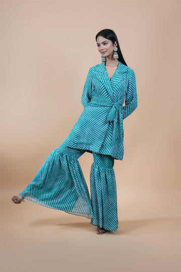 Green Indo-Western Jaipuri Dress