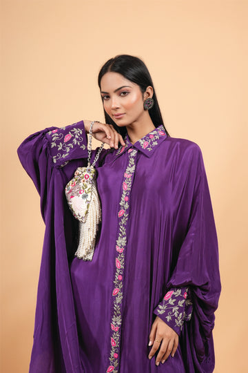 Purple Heavy Indian Kaftan Dress