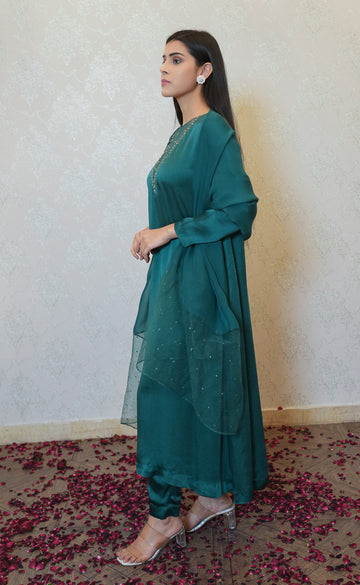 Embreld Green Suit With Dupatta