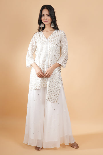 Makhmal elegant white gotta patti