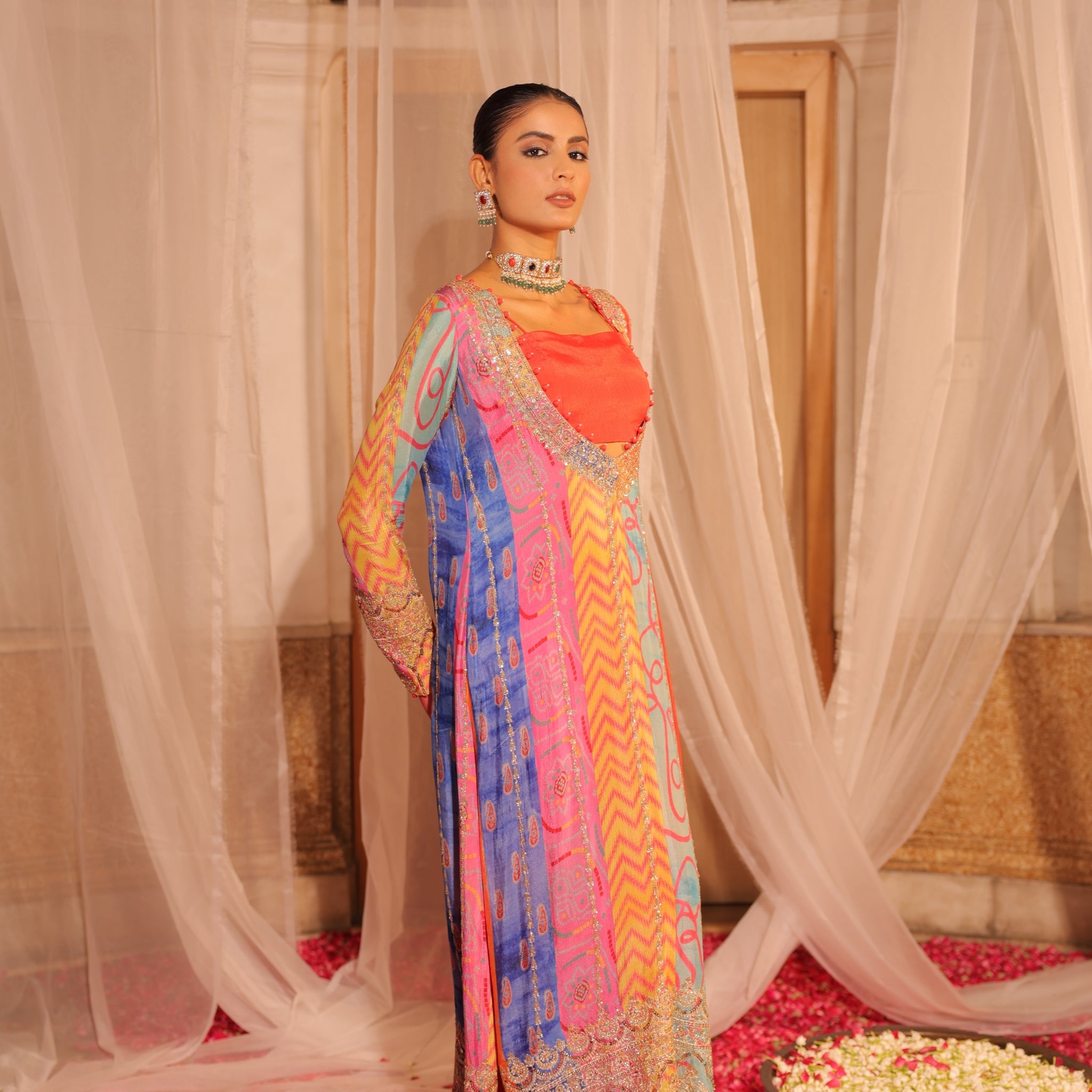 Vibrant Multi-Color Dress for Women with Heavy Embroidery and Three Elegant Components