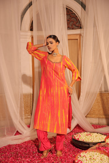 Vibrant Multi-Color Soft Tissue Suit with Hand Embroidery on Suit and Dupatta, Component-2 Ensemble