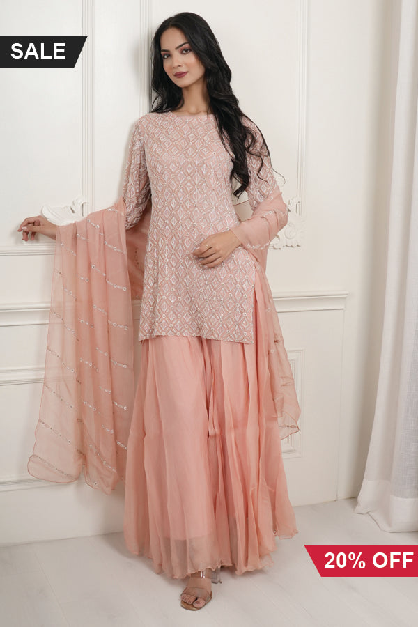 Makhmal beautiful sharara set full studded with hand kurti with sharara