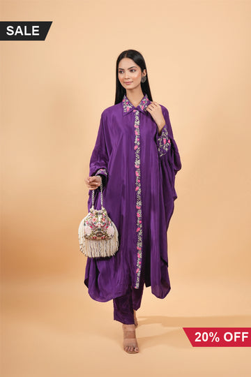 Purple Heavy Indian Kaftan Dress