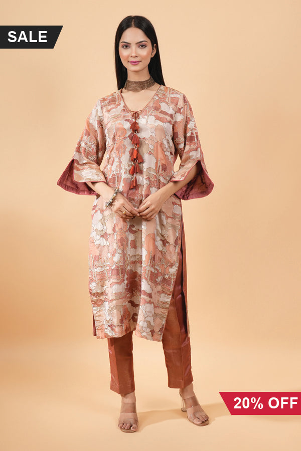 Makhmals adorable soft tissue fabric kurta with bottom pant set